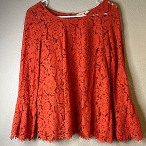 Solitaire Anthropologie Cutout Lace Long-Sleeve Buttondown Shirt